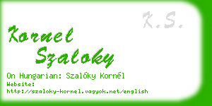 kornel szaloky business card